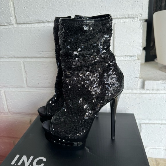 Pleaser *6" HEEL, 1 1/2" PF SEQUINED OPEN TOE ANKLE BOOT, SIDE ZIP, size 6 - Picture 8 of 8